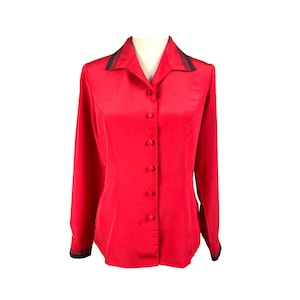 40&#39;s Blouse | Vintage Womens Blouse,Embroidered Red Top,Vintage Button up, Formal, 40s Clothing | Vintage Clothing Blouse, Minimalist Modern