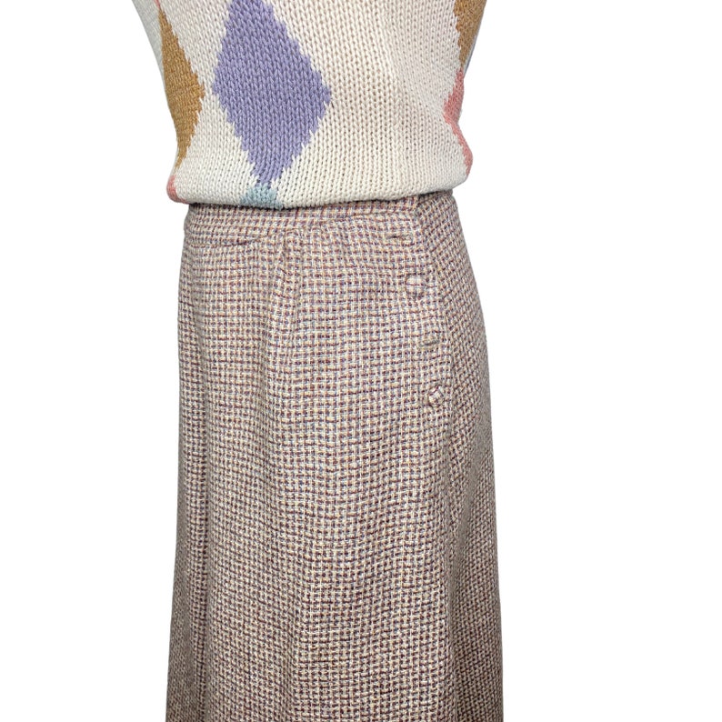 Vintage Clothing Tweed Palazzo Pants High Waisted Woven 70's Wide Leg Capri Pants image 7