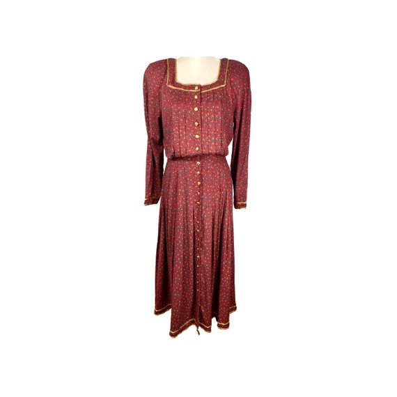 Vintage Dress, 80's Clothing, Ankle Length, Shirtw