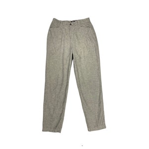 Vintage Lee Casuals Trousers Size 12 Med Waist 30, Cotton & Linen High Waisted Pleated Pants Beige, Black, Gray image 2