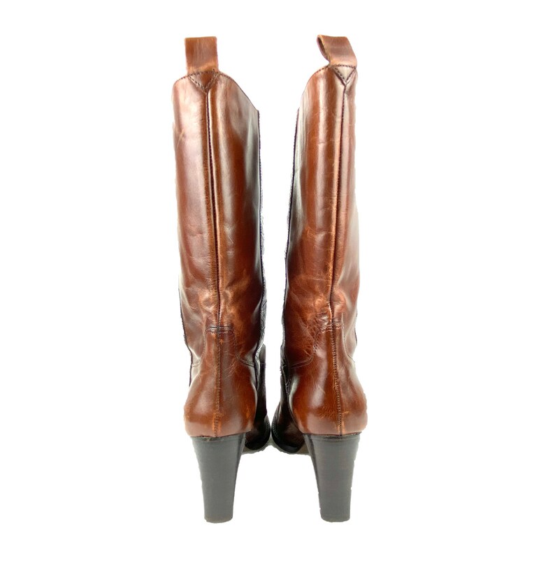 Vintage Boots Vintage Cowgirl Boots High Heeled Boots Western Womens Boots Antonio Melani Brown Leather Tooled 90s Western Boots