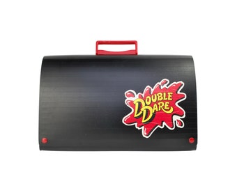 Vintage Double Dare Game late 80's Plastic Carrying Case Briefcase DARE 90's Memorabilia Top Handle Snap Buttons Medium