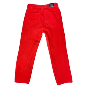 Vintage Red Denim Jeans Chams Bull Denim Jeans High Waisted Straight Leg Jeans Size 18, 26 Waist Cotton Jeans image 4