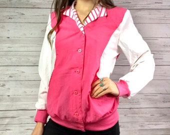 Vintage Track Jacket | 80's Tracksuit Jacket, Vintage Clothing Track Jacket, Streetwear, Vintage Pink Jacket Size Medium Track Top
