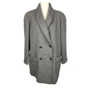 Wool Coat, Vintage Coat, 60's Clothing, Vintage Clothing, Wool, Herringbone, Mens, Double Breasted, High Neck, 60s, Madmen, Vintage image 2