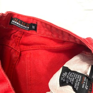 Vintage Red Denim Jeans Chams Bull Denim Jeans High Waisted Straight Leg Jeans Size 18, 26 Waist Cotton Jeans image 5