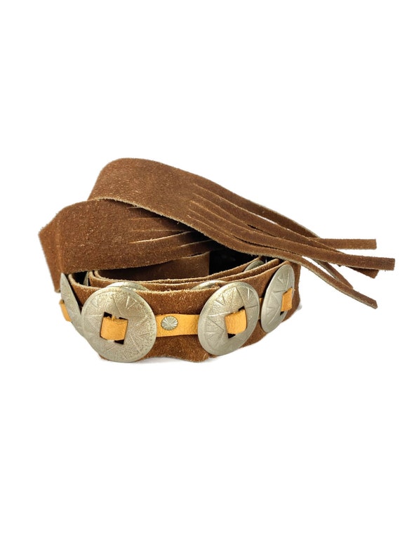 Concho Belt Vintage | 70's Western, Suede Leather