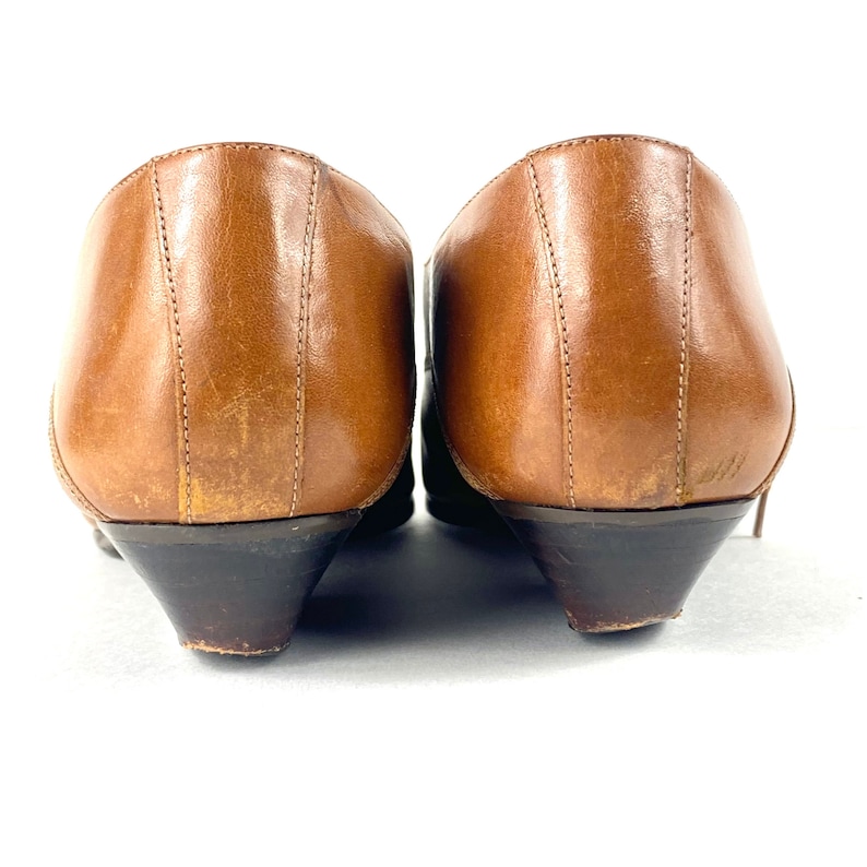 Vintage Brown Leather Women's Oxfords Short Heel Pointed Toe Size 5 1/2 M image 7