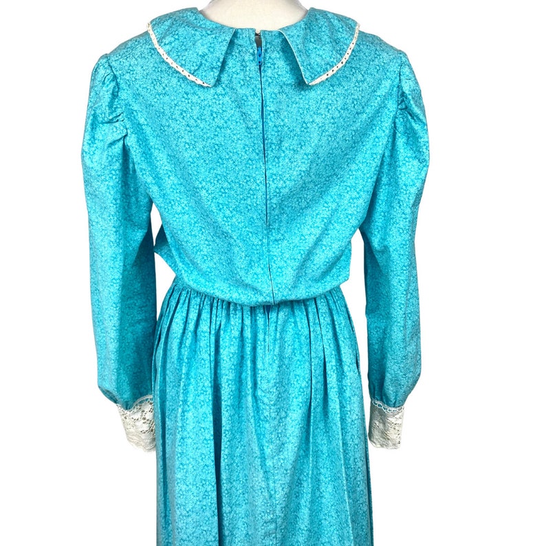 60s70s Vintage Gunne Sax Prairie Dress Floral Blue White Lace Neckline /& Cuffs No Tags Vintage Clothing Dresses Granny Dress Size XSS