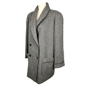 Wool Coat, Vintage Coat, 60's Clothing, Vintage Clothing, Wool, Herringbone, Mens, Double Breasted, High Neck, 60s, Madmen, Vintage image 3