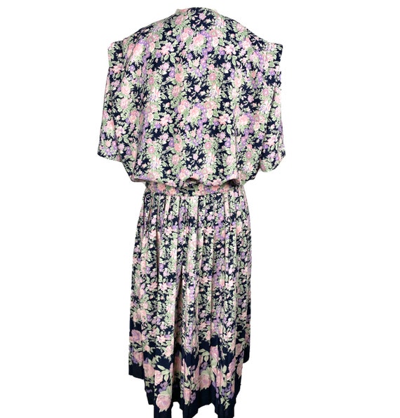 70's Shirt Waist Dress | Vintage Floral Pleated D… - image 5