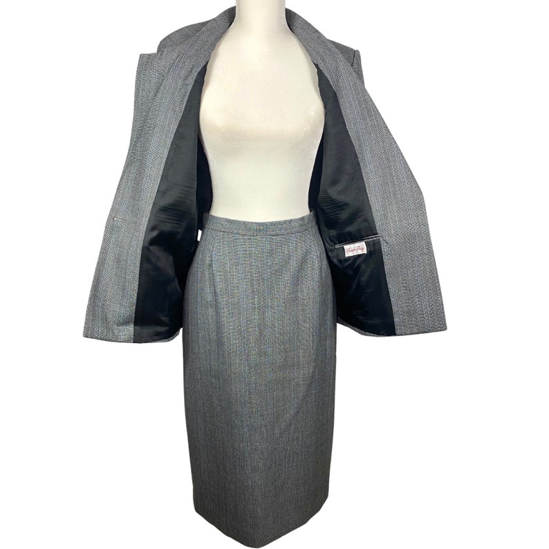 Women's Vintage Skirt Suit with Blazer High Rise Skirt 70's Back Bay Suit for Women Striped image 4