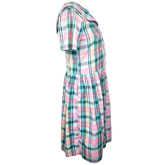 Vintage Dress Pastel Plaid Shirtwaist Dress with … - image 4