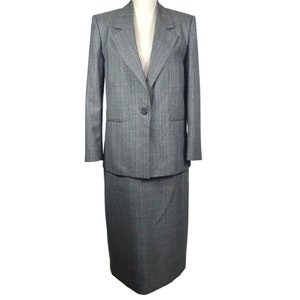 Women's Vintage Skirt Suit with Blazer High Rise Skirt 70's Back Bay Suit for Women Striped image 2