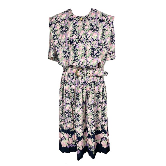 70's Shirt Waist Dress | Vintage Floral Pleated D… - image 2