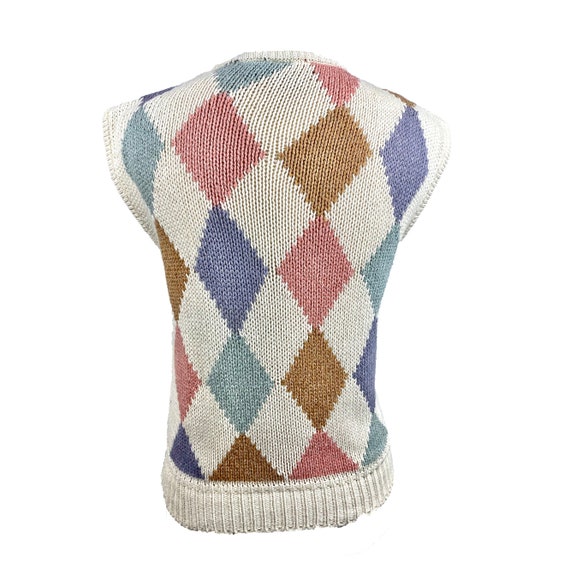 Vintage Sweater Vest 90's Geometric Knit Vest Rib… - image 2