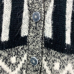 Vintage Cardigan Sweater 80's Southwestern Print Diversity Brand Button Up V Neck Cardigan Black Gray White Size M image 4