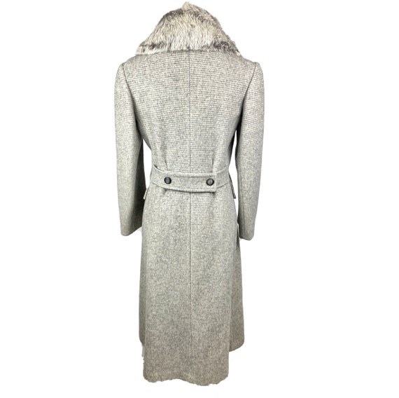 70's Wool Duster Coat | Vintage Gray Wool Fur Col… - image 8