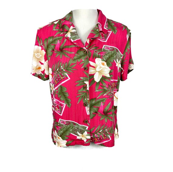 Vintage Top, Hawaiian Top, Button Up, 90's Clothi… - image 3