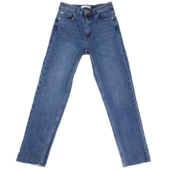 90's High Rise Jeans | Vintage Cropped Blue Jeans - image 2