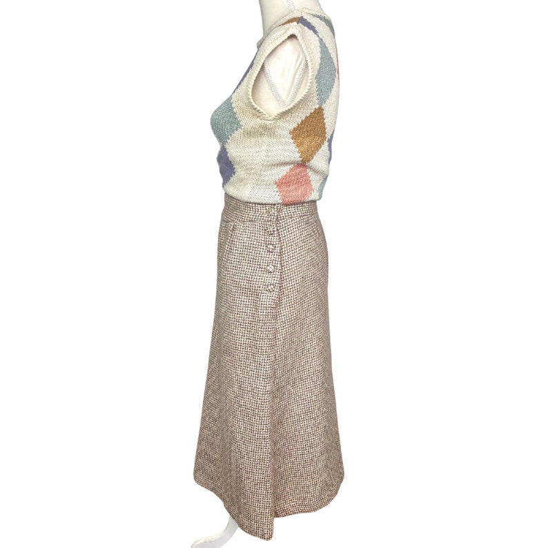 Vintage Clothing Tweed Palazzo Pants High Waisted Woven 70's Wide Leg Capri Pants image 5