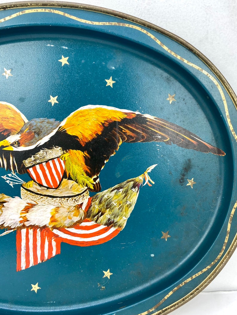 Vintage Eagle Decorative Tray United States Eagle Memorabilia, Vintage Housewares Medium Size Metal Tray, Decorative Trays image 2