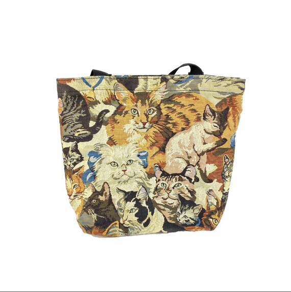 Vintage Purse, Cat Purse, Tote Bag, Vintage Tote,