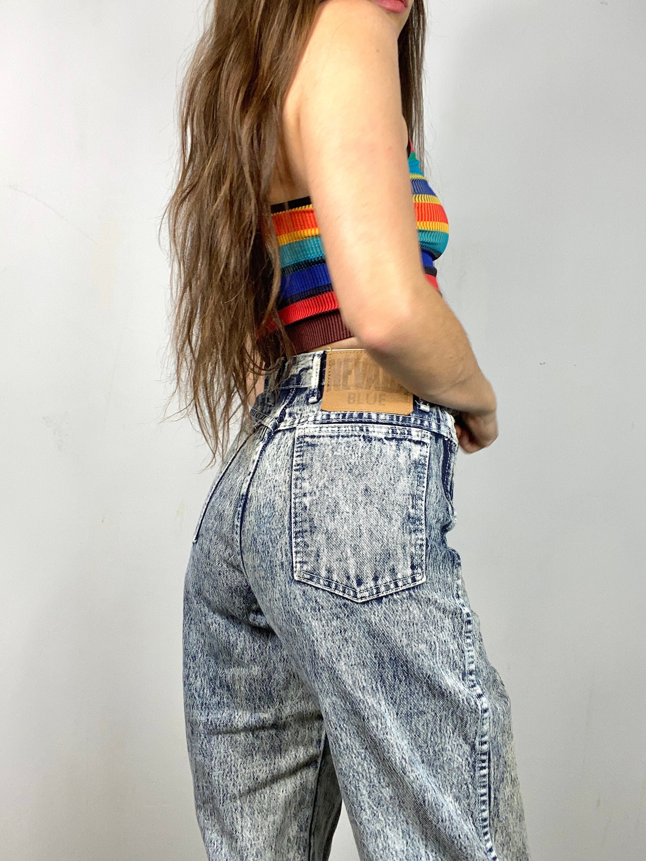 Acid wash high waisted mom jeans Clearance