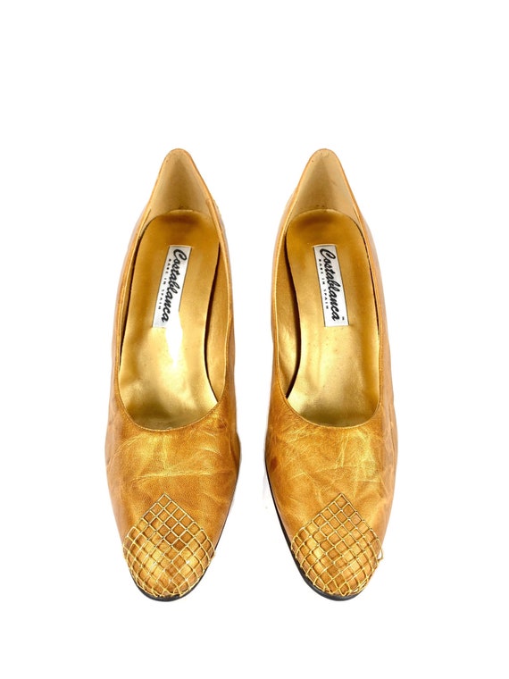 Vintage Heels | Gold Heels | 60's Spooled Heels |… - image 5