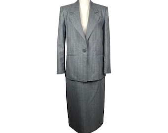 Women's Vintage Skirt Suit with Blazer High Rise Skirt 70's Back Bay Suit for Women Striped