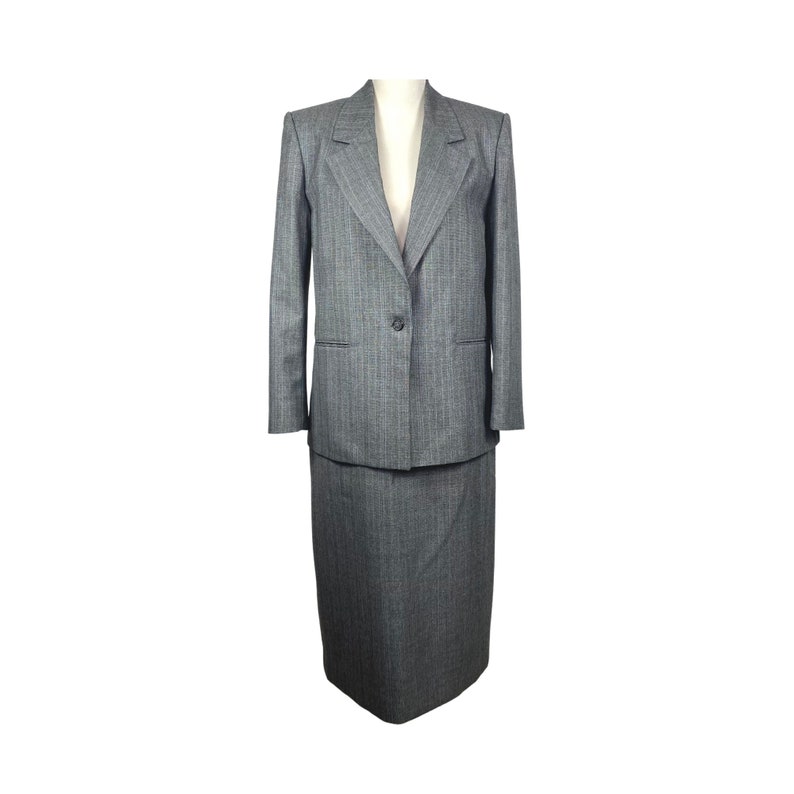Women's Vintage Skirt Suit with Blazer High Rise Skirt 70's Back Bay Suit for Women Striped image 1
