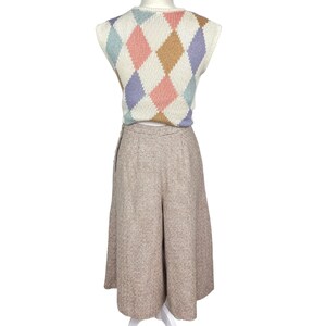 Vintage Clothing Tweed Palazzo Pants High Waisted Woven 70's Wide Leg Capri Pants image 6