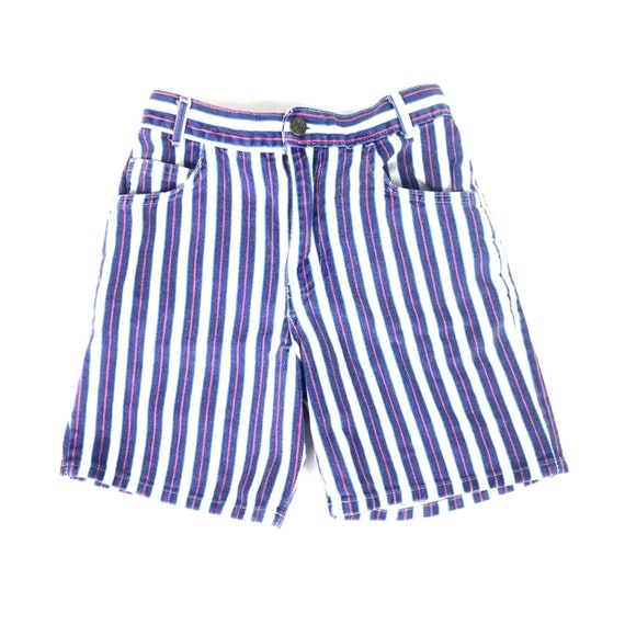 Vintage High Rise Shorts | 90's Pin Striped Jean Shor… - Gem