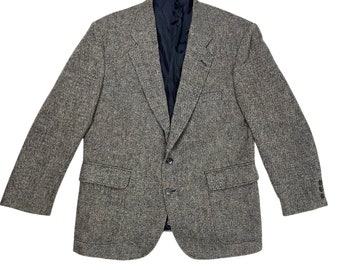 Blazer vintage in lana Barrington da uomo in tweed monopetto con tasche con spalline e colletto dentellato