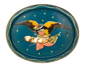 Vintage Eagle Decorative Tray United States Eagle Memorabilia, Vintage Housewares Medium Size Metal Tray, Decorative Trays