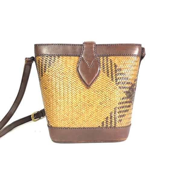 Vintage Bag, 70's, Bucket Bag Straw Purse, Straw Ba… Gem