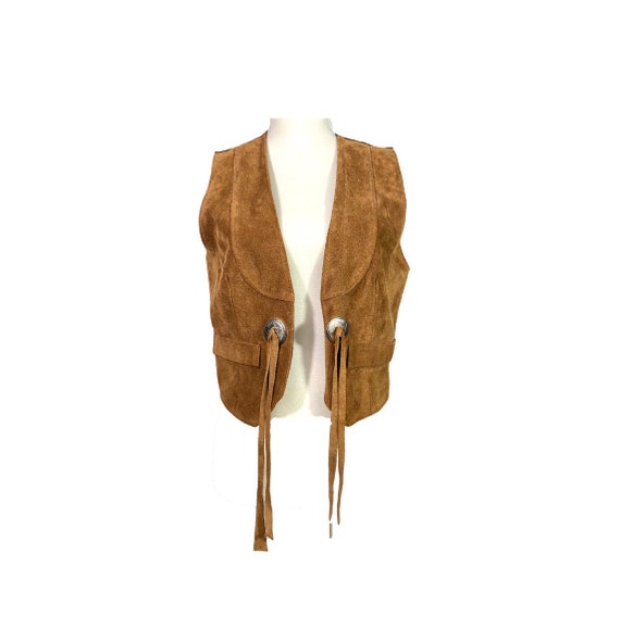 70's Suede Western Vest | Vintage Concho Suede Ves