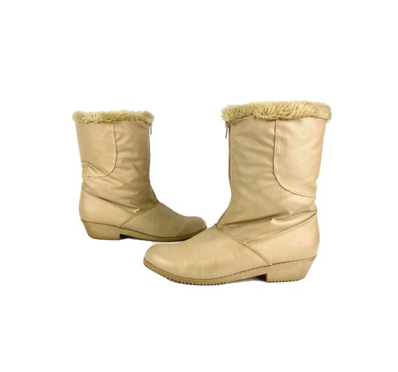 70's Rain Boots | Vintage Faux Fur Boots, Leather