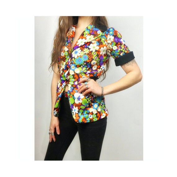 60's Blouse, Mod | Vintage Flower Power Mod Blouse