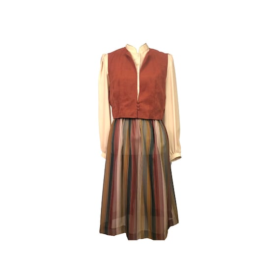 60's Shirt Waist Dress | Vintage Prairie Pleated D
