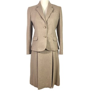 70's Wool Skirt Suit Womens Vintage Womens Suit Pleated Skirt Singled Breasted Notched Collar Size 6 image 2