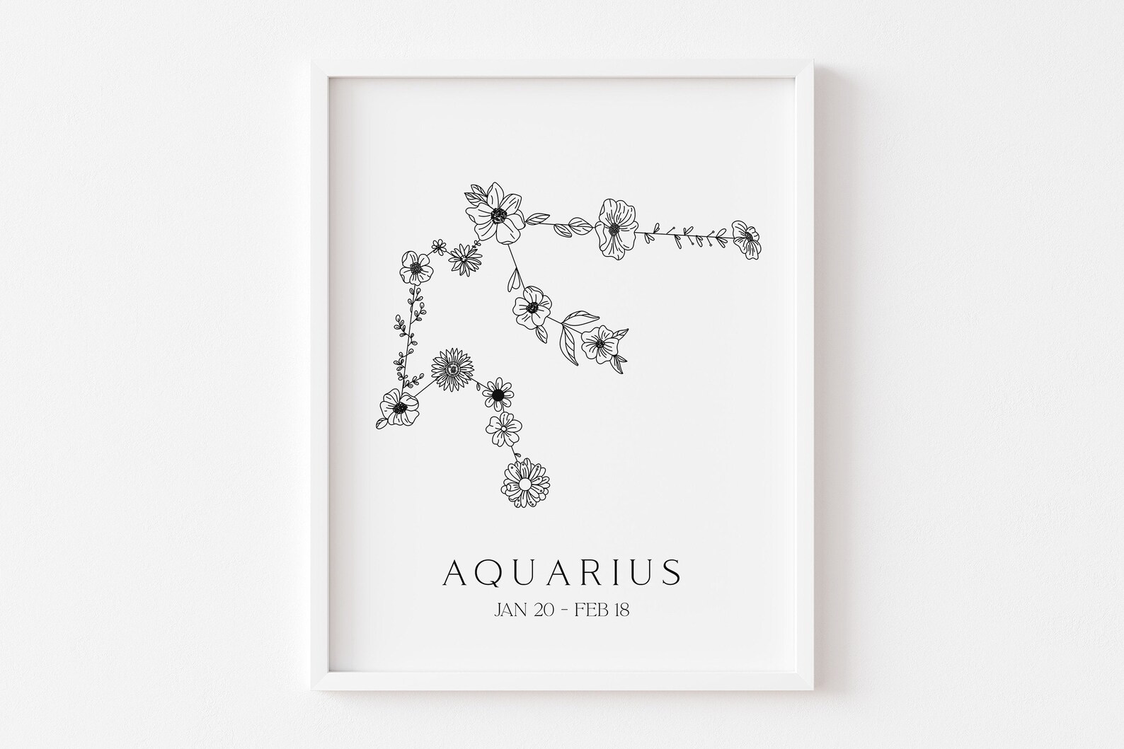 Aquarius zodiac flower print Aquarius gift Astrology poster Etsy