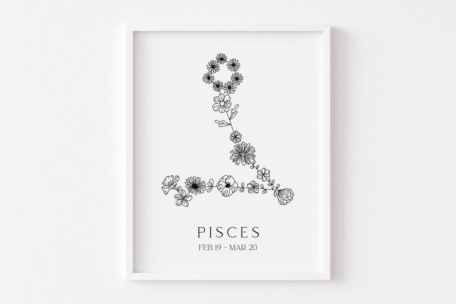 Pisces zodiac flower print Pisces gift Astrology poster Etsy