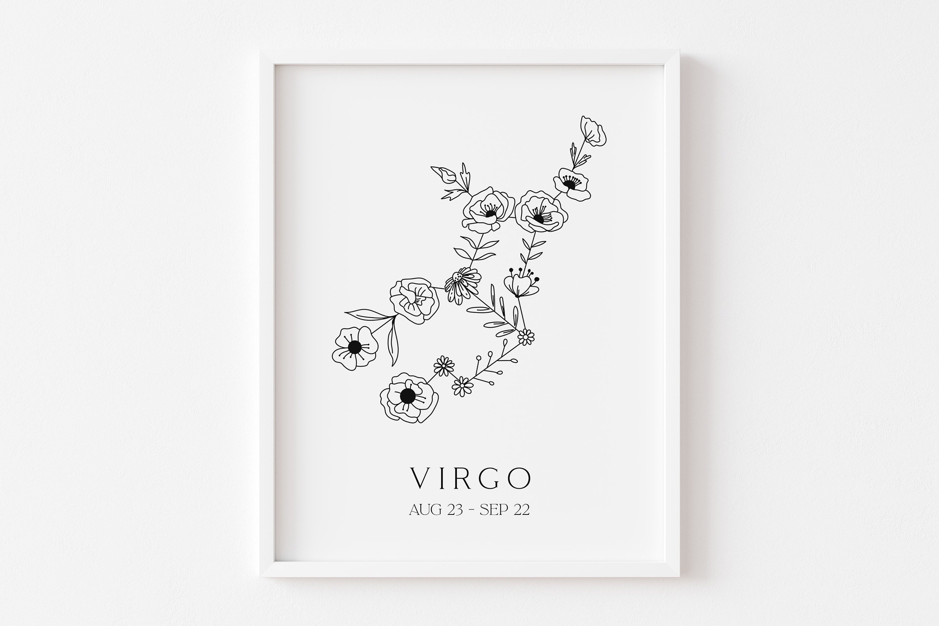 Virgo zodiac flower print Virgo gift Astrology poster canvas Etsy