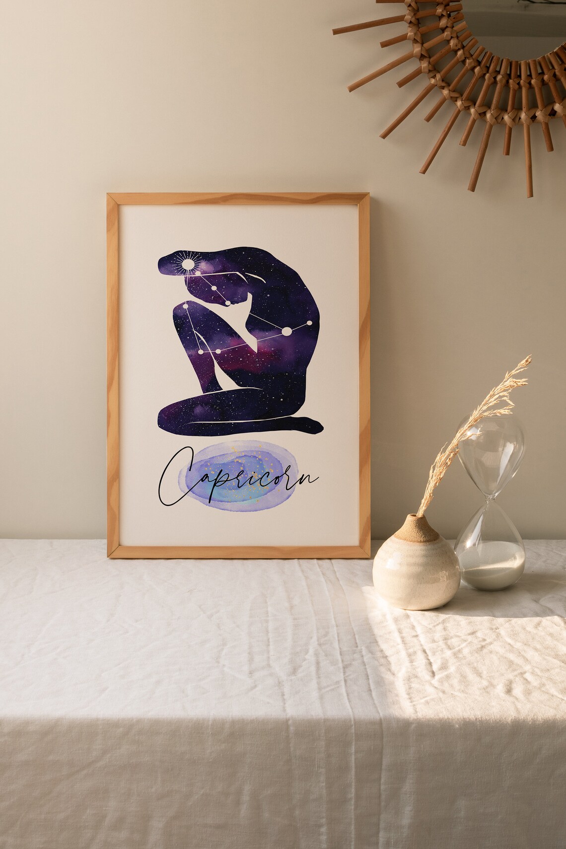 Capricorn print Zodiac wall art Astrology poster canvas Etsy