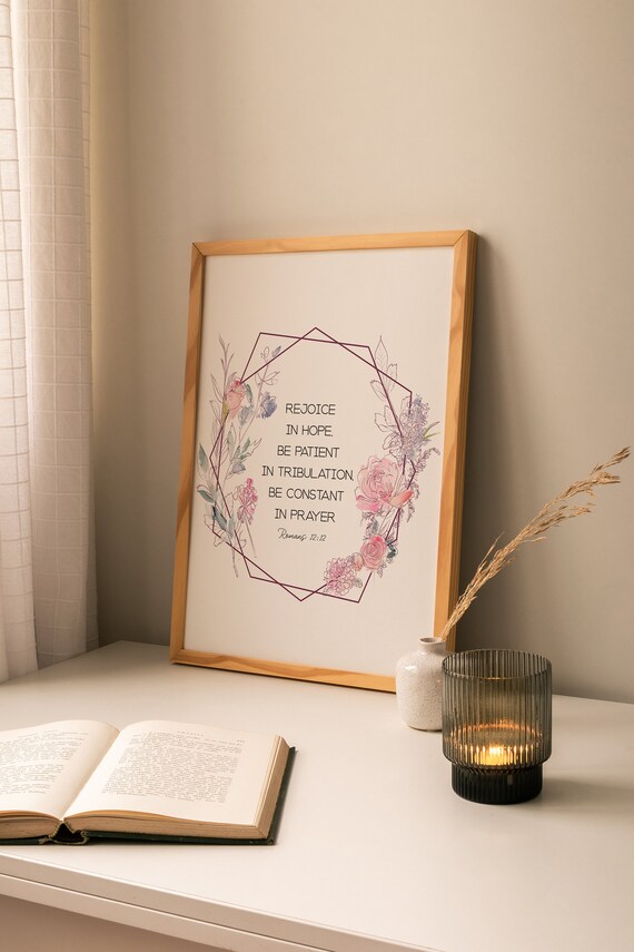 Romans 12 12 Scripture Wall Art Bible Verse Wall Decor Etsy