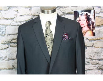 Custom Mens Charcoal Grey Two Piece Suit 44R 38x29 Business Formal