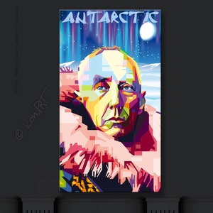 Wall art ANTARCTIC Roald Amundsen personalized gift art print pop art print home wall decor, framed canvas wall art print gift XXL YES with inscription
