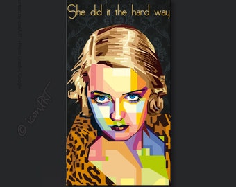 Wall art canvas She did it the hard way Edition Various Iconic Persons. Event: Digital Art Bette o1- XXL LoftArt fabric picture or rug