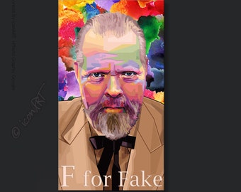 F for Fake - Orson |o1 - MOVIE POSTER ART Wallart for cineasts, movie fans and film lovers - Digital Art on canvas - pop art framed art xxl